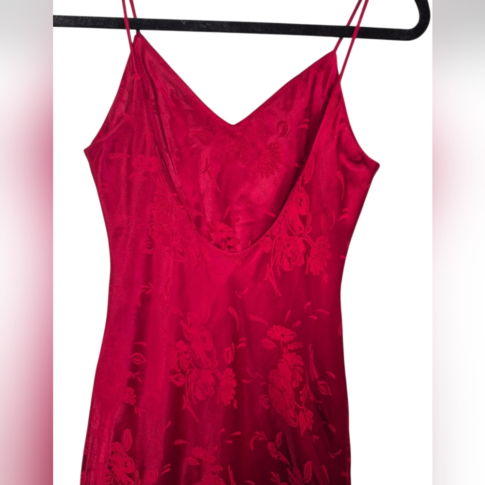 Vintage Jeremy Scott 90's Red Floral Maxi Slip Dress Braemar Petites - Picture 5 of 12